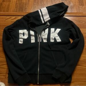 PINK Victoria's Secret Black Hoodie Jacket full zip